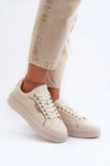 Sneakersy Damskie Big Star NN274334 Memory Foam System Beżowe