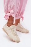 Sneakersy Damskie Z Eko Zamszu Niskie Jasnobeżowe Melvelin