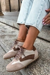Skórzane Zamszowe Sneakersy Barefoot Damskie Zazoo N1400 Beżowe