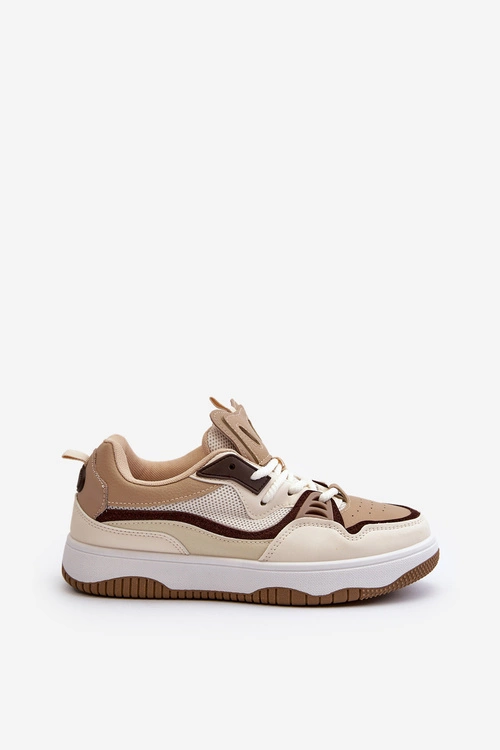 Sneakersy Damskie Na Platformie Brązowe Etnaria