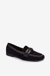 Mokasyny Loafersy Damskie Z Ozdobnym Elementem Czarne Evelora