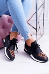 Sportowe Damskie Czarne Buty Leopard Cętki Elanco