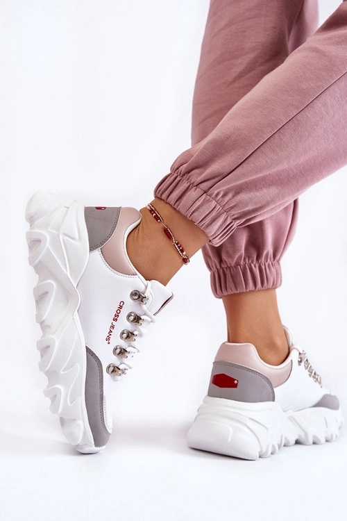 Damskie Sneakersy Na Platformie Cross Jeans KK2R4071C Białe