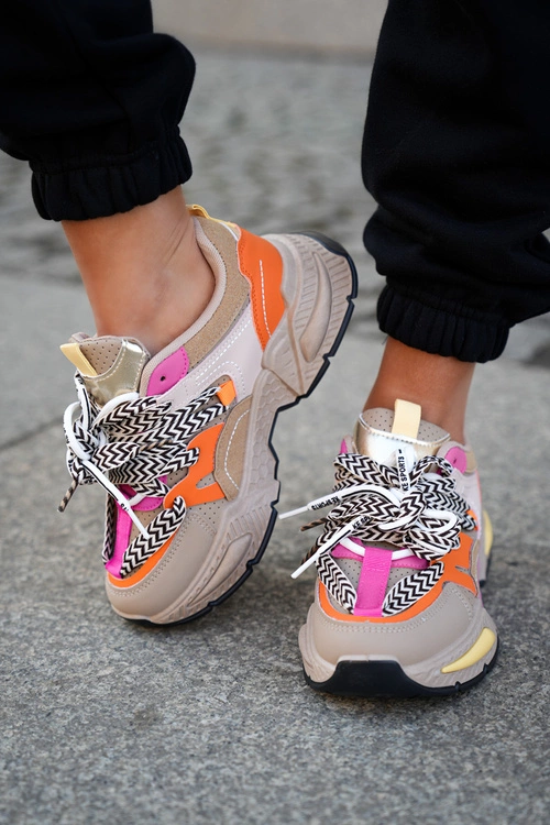 Sneakersy Buty Sportowe Damskie Z Podwójnym Sznurowaniem Khaki Efobell