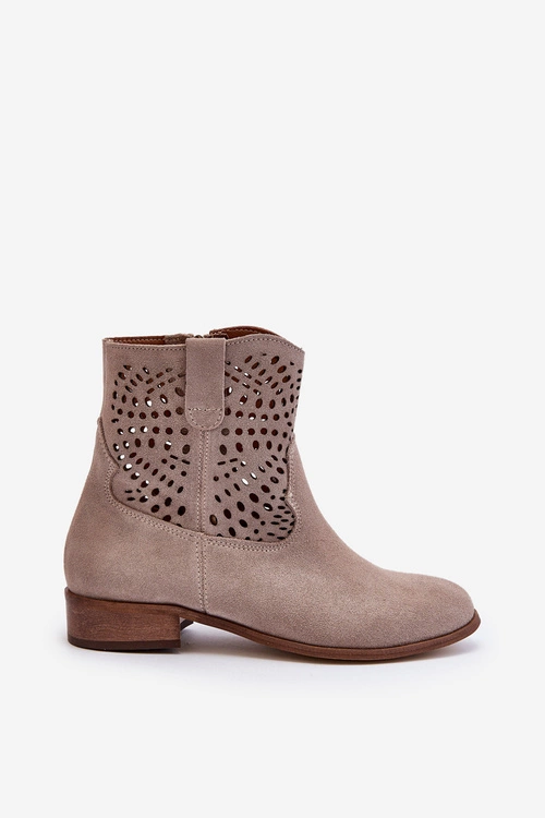 Zazoo 3305/2 Damskie Ażurowe Botki Cappuccino