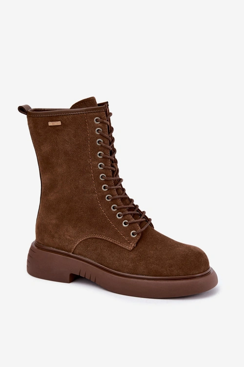Ocieplane Botki Workery Ze Skóry Zamszowej Big Star UU274611 Camel
